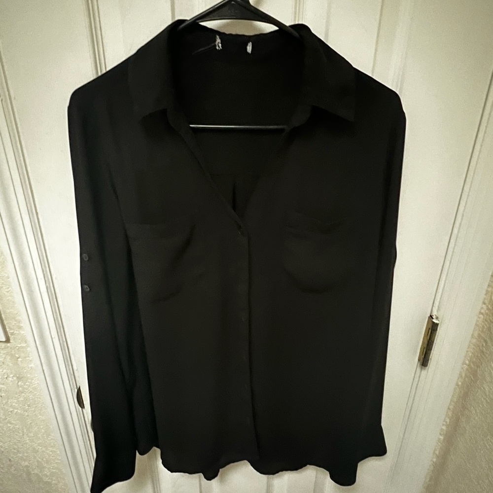 Black express button up  top